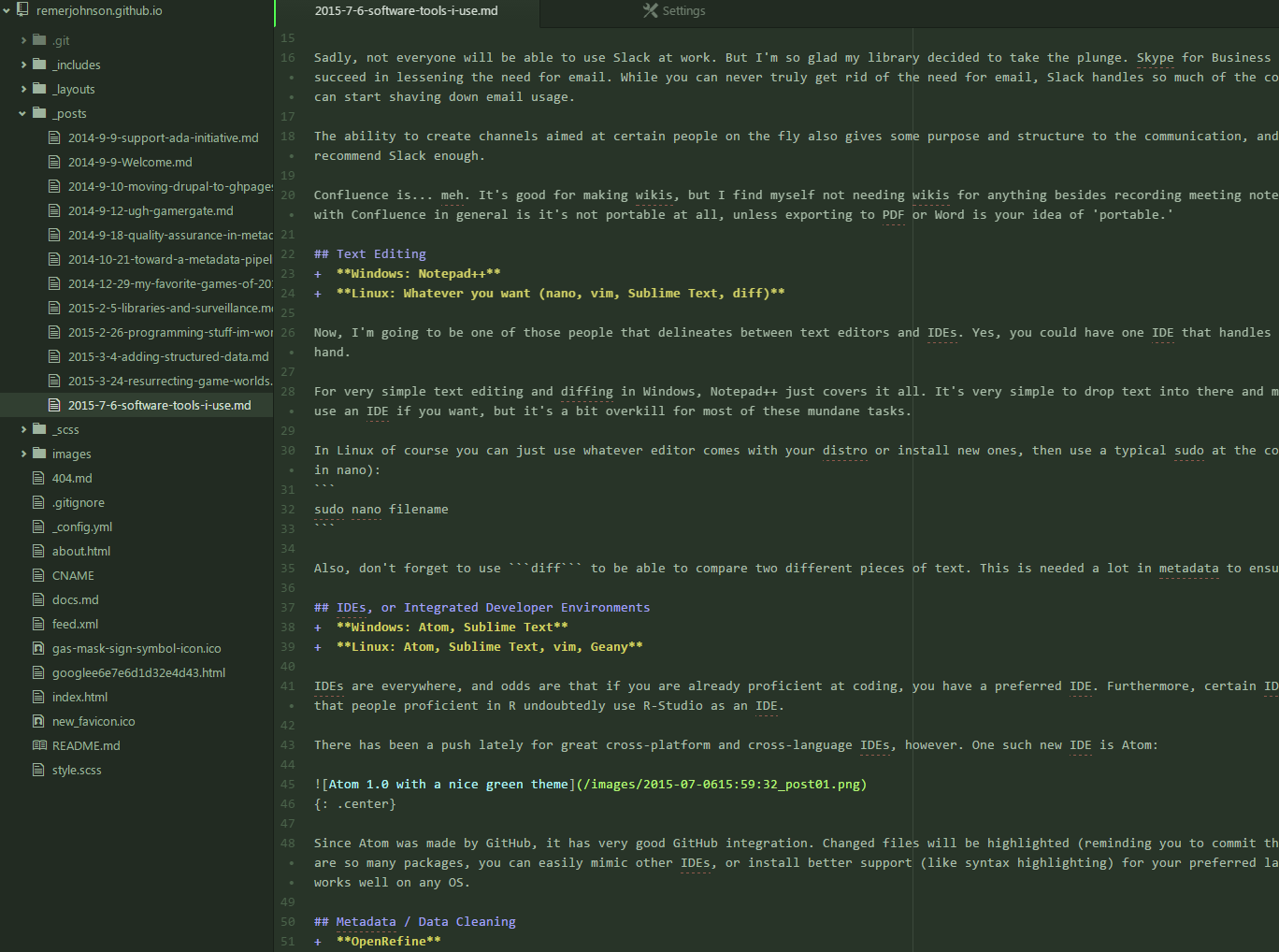 Atom 1.0 with a nice green theme